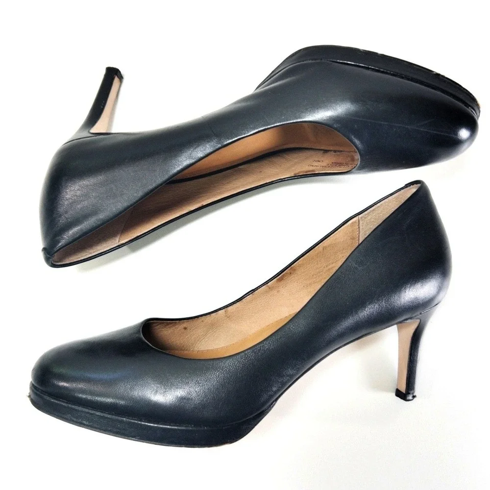 Corso Como Lara Platform Pumps Cushioned Comfort Black Leather Heel Women 8 $139